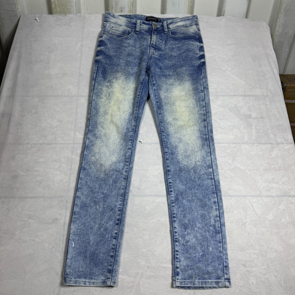 Southpole Mens Skinny Jeans Blue‎ Denim Whisker Acid Wash 5-Pocket 30x32